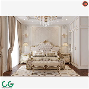 European style bedroom master room 3d model